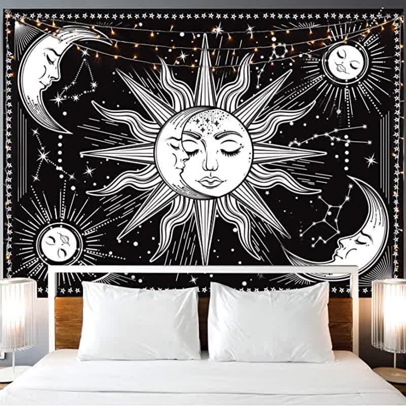 Olivenorma Sun And Moon Retro Art Yoga Wall Hanging Tapestry - image 1