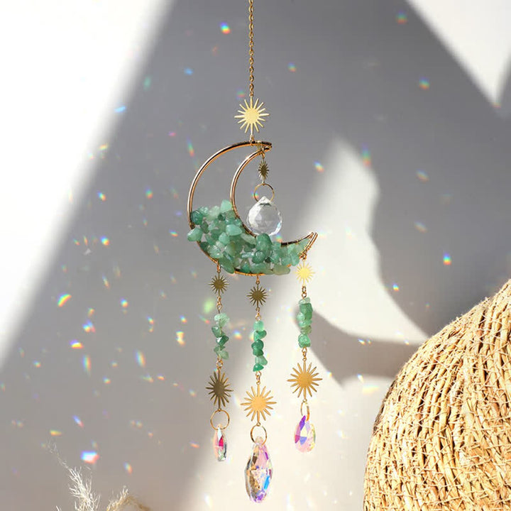 Olivenorma Moon Crystal Hourglass Wind Chime Suncatcher - Green Aventurine - image 9