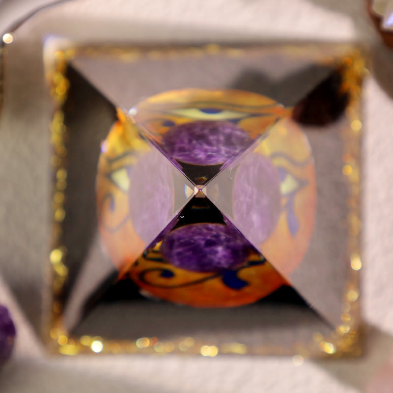 Olivenorma Amethyst Obsidian Eye Of Horus Orgone Pyramid - image 3
