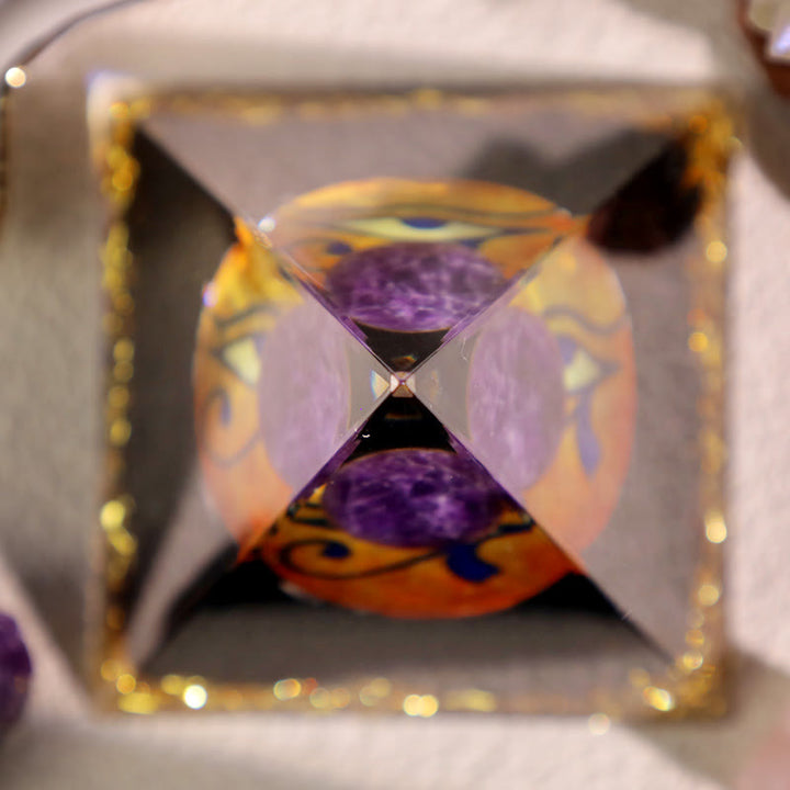 Olivenorma Amethyst Obsidian Eye Of Horus Orgone Pyramid - image 3