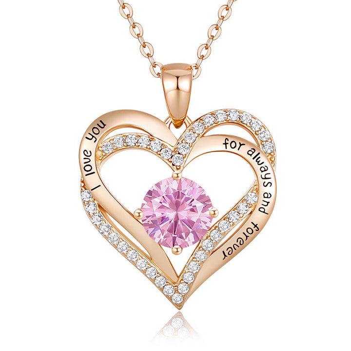 Olivenorma "I love you for always and forever" - Birtshtone Heart Necklace - Rosegold - October - image 12