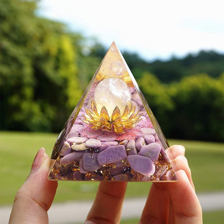Olivenorma Lepidolite With Rose Quartz Healing Orgone Pyramid - 6*6cm - YES PLEASE $8 - image 0