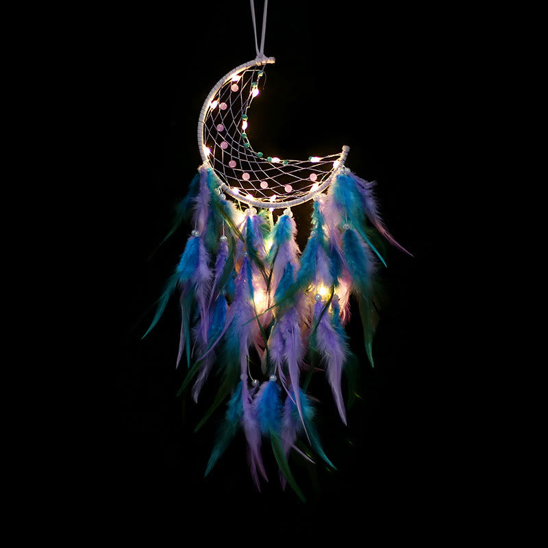 Olivenorma Handmade Beaded Turquoise Purple Jade Moon Dream Catcher - image 8
