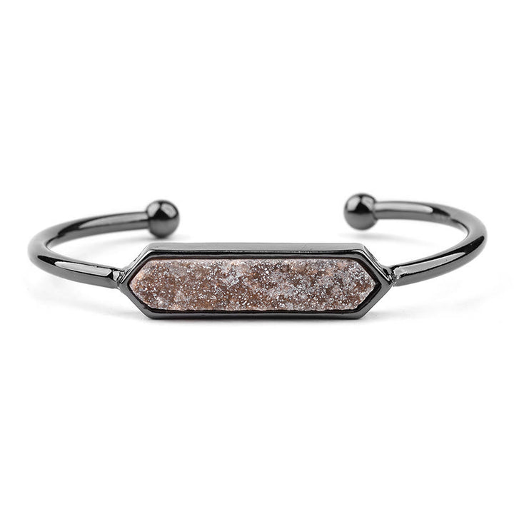 Olivenorma Natural Crystal Cluster Metal Copper Cuff Bracelet - Orange Selenite Crystal - Black - image 42