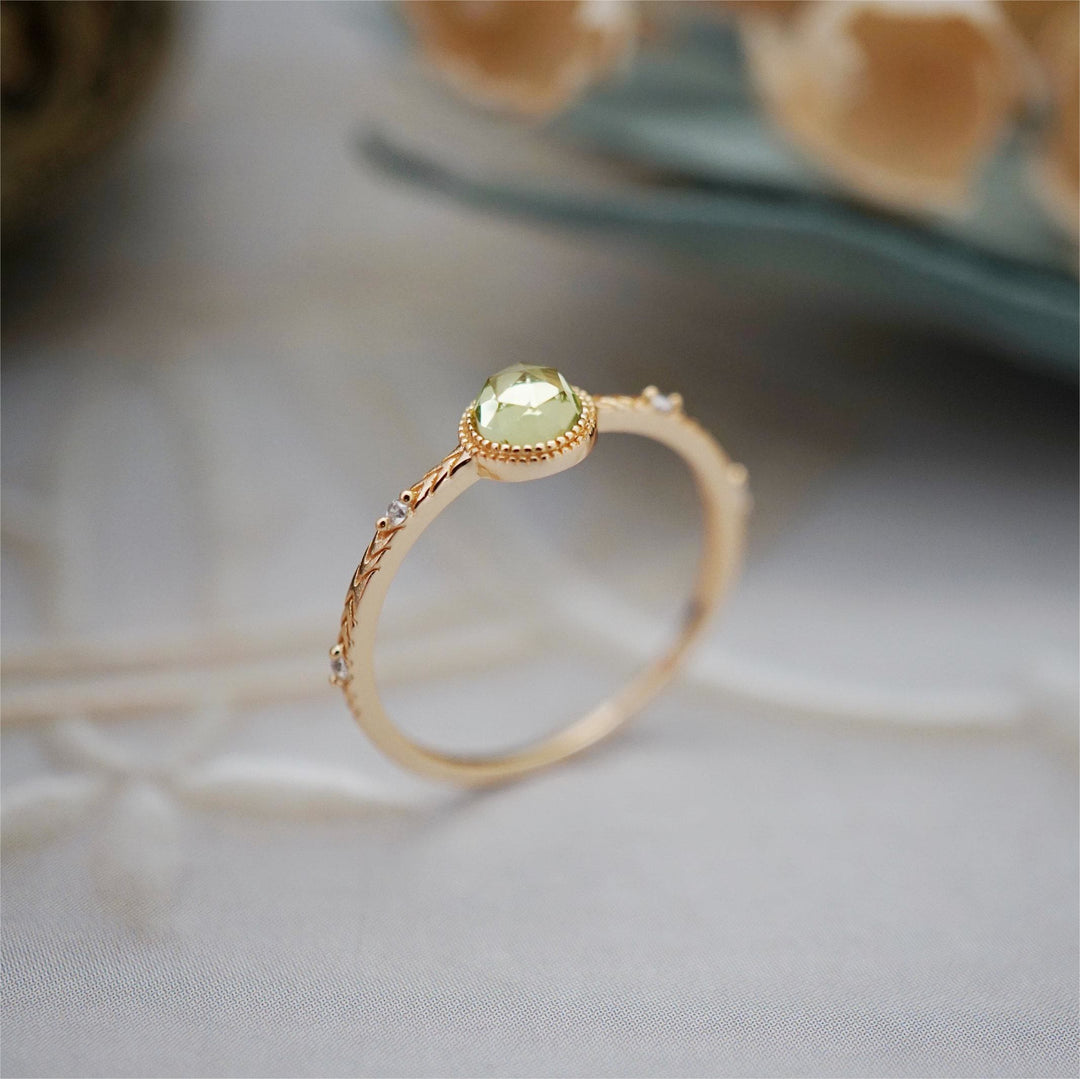 Olivenorma Natural Round Cut Green Peridot Ring - image 11