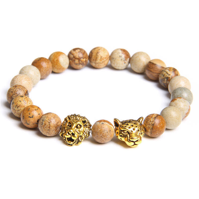 Olivenorma Tiger Eye Lion Panther Beads Bracelet - Picture Jasper - image 8